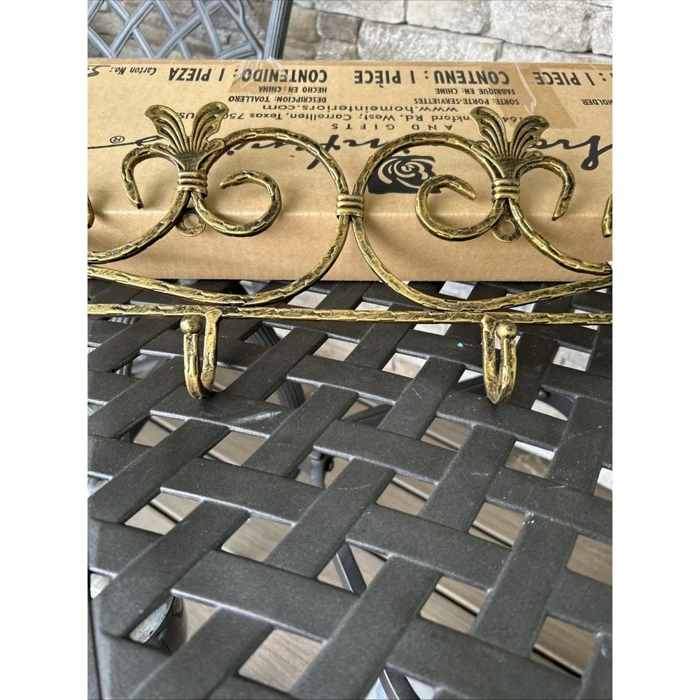Home Interiors‎ 24 Inch Brass Color Towel Holder Coat Rack